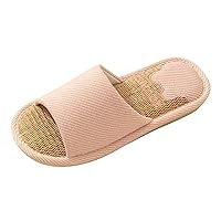 Womens Comfort Slides Sandals Summer Couple Models Shoes Non Slip Flip Flops Flax Slippers Indoor Bedroom Four Seasons
