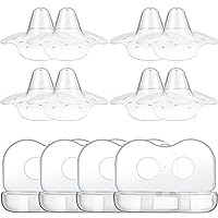 8 Pieces Contact Nipple Protector Nipple Breastfeeding Everters with Carrying Case Silicone Nipple Extender Without BPA for Helping Moms Breastfeeding Flat Inverted Nipples (Clear,24 mm/ 0.94 Inch)