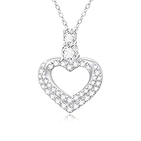 SISGEM 10k Gold Cubic Zirconia Heart Pendant and 9k Chain Necklace for Women, Real Gold Anniversary Jewelry Gifts for Wife/Girlfriend, Present for Her, 16+1+1 Inch