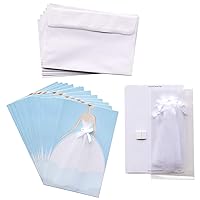 Wilton White Dress Invitation Cards with Envelopes, Set of 12 Bridal Shower RSVP's, 5.5'' x 8.5