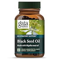 Gaia Herbs Black Seed Oil - Cold-Pressed Capsules for Lung, Respiratory, and Antioxidant Support - with Organic Nigella Seed Oil - Herbal Supplement - 60 Vegan Liquid Phyto-Capsules (30-Day Supply)