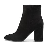 FSJ Women Almond Toe Chunky Block High Heel Handmade Ankle Booties Elegant Ladies Casual Dress Daily Boots Size 4-15 US