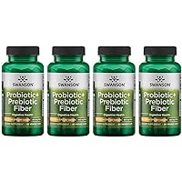 Prebiotic + Probiotic Fiber - Natural Supplement Promoting Digestive System & Immune Health Support - Aids Regularity & GI Tract Health - (60 Capsules, 500 Million CFU Each) (4 Pack)