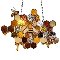 Queen&Bee Protect Honey,Bumble Bee Sun Catcher Honey Bee Handmade Home Decoration Wall Art Decoration