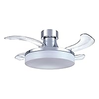 Mya Retractable Ceiling Fan with Dimmable LED Light Kit and Remote Control, 4-Blade, Indoor, 36 Inch, Steel Chrome and Clear