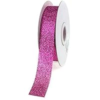 Glitter Ribbon Christmas Gift-Wrapping, 7/8-inch, 25-Yard (Fuchsia)