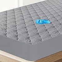 Twin Mattress Pad Cover Gray Waterproof, Twin Mattress Protector Grey with Deep Pocket Fitted Up to 14 inch, Soft & Breathable Kids Twin Size Mattress Cover