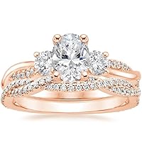 Petite Twisted Vine Moissanite Diamond Ring Set, 1 CT Oval Moissanite Engagement Ring Set, Wedding Ring Set, Bridal Ring, Promise/Anniversary Ring for Wife