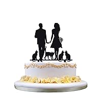 zhongfei Bride and Groom with 4 Cats Wedding Anniversary Engagement Cake Topper