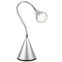 OttLite Cone LED Desk Lamp with Flexible Neck (Silver) - Lightweight & Adjustable Wide Angle Spread Desk Lamp with Energy-Efficient Natural Daylight LEDs for Home Office, Desk, & Dorms