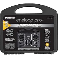 Panasonic K-KJ75KHC82A eneloop pro High Capacity Rechargeable Batteries Power Pack 8AA, 2AAA, Advanced Battery Charger with USB Charging Port and Plastic Storage Case