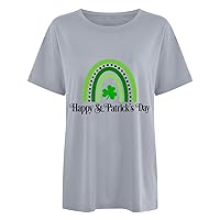 St. Patricks Day Shirt for Women Love Shamrock Printed Shirt Lucky Tee Cute Leave T-Shirt Causal Short Sleeve Tee Tops