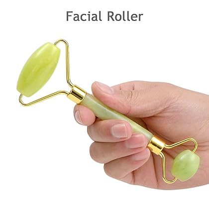 Bulex 100% Natural Jade Face Roller/Anti Aging Jade Stone Massager for Face & Eye Massage - Make Your Face Skin Smoother and Looks Younger