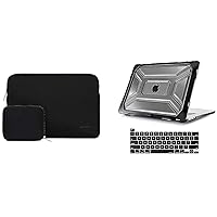 MOSISO Heavy Duty Plastic Hard Shell Case with TPU Bumper & Water Repellent Neoprene Sleeve Bag Compatible with MacBook Pro 16 inch A2141 2019 Release with Touch Bar & Touch ID, Black