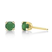 0.20 to 0.70 Carat Round Gemstone Stud Earrings for Women in 14k Yellow or White Gold 4 mm Birthstone Post with Friction Back I Push Back Studs by Lavari Jewelers