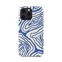 BURGA Phone Case Compatible with iPhone 15 PRO MAX - Hybrid 2-Layer Hard Shell + Silicone Protective Case - Blue Lines Ocean Waves - Scratch-Resistant Shockproof Cover