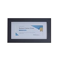 Melannco Black Wood Business License Frame, Matted to Display one 3 x 7.5 Inch Business License, 11.5x0.71x6.5 Inch, Black