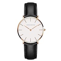 LECKY Women's Watch, Hannah Martin, Stylish, Classic, Simple, Business Watch, Made in Japan, Quartz Watch for Women, Silver, black-a