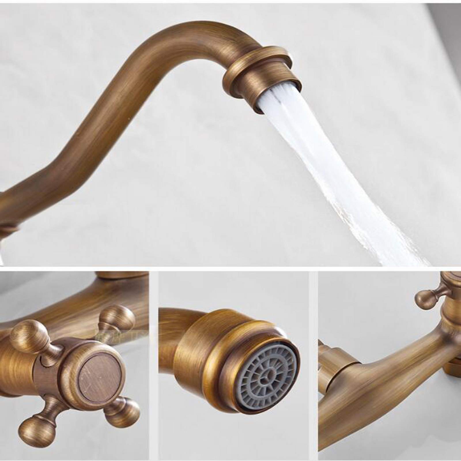 LightInTheBox Bathroom Wall Mounted Mixer Tub Filler Faucets Bathtub Faucet Two Handles Bathroom Sink Faucet Solid Brass Gold