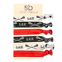 Infinity Collection Lacrosse Hair Accessories, Lacrosse Hair Ties, No Crease Lacrosse Hair Elastics Set (Red)