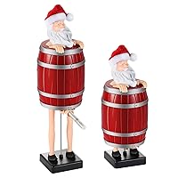 Funny Cigarette Case Holder, Santa Cigarette Dispenser for King Size, Santa Claus in The Wooden Barrel Cigarette Box Figurines Statue Cigarette Case for Christmas Party Home Decor, Prank Gift for Man