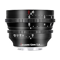 7 Artisans 12mm T2.9 Large Aperture APS-C Ultra Wide Angle Cine Lens, Manual Fixed Focus Low Distortion Cinema Lens Compatible for MFT M43 Mount, Black