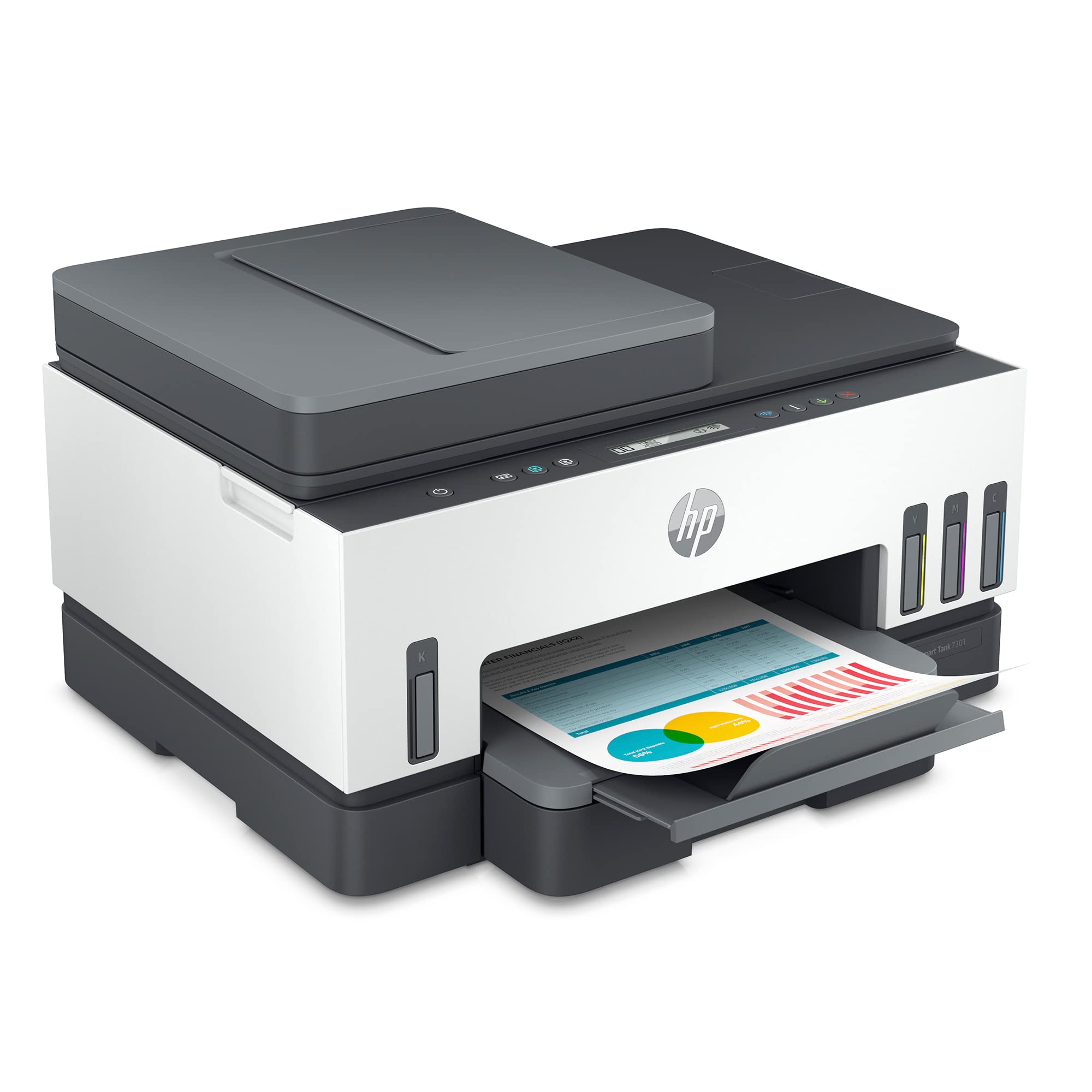 HP Smart -Tank 7301 Wireless All-in-One Cartridge-free Ink Printer, up to 2 years of ink included, mobile print, scan, copy, automatic document feeder (28B70A), Gray
