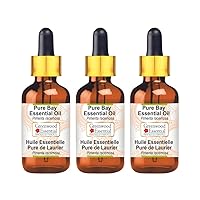 Pure Bay Essential Oil (Pimenta racemosa) with Glass Dropper Steam Distilled (Pack of Three) 100ml X 3 (10.1oz)