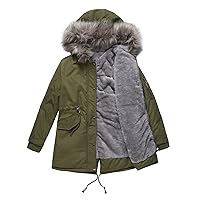 RMXEi Women Mid-Length Hooded Winter Warm Plus Fleece Coat Plus Cotton Padded Coat