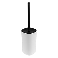 Bath Bliss 2 Tone Brush & Holder, Sturdy, Deep Cleaning, Space Saving, for Bathroom, Plastic Handle, in Black & White Toilet-Brushes, 1 Pack, Black and White