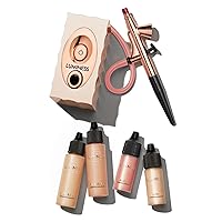 Luminess Air Icon Pro Airbrush System with 4-Piece Foundation Starter Kit, Warm Coverage - Quick, Easy & Long Lasting Application - Includes Silk 4-In-1 Foundation, Highlighter and Blush