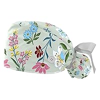 2 Pcs Working Cap with Button Blooming Sunflowers Vintage Adjustable Ponytail Pouch Hats for Women
