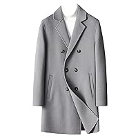 Wool Trench Coat Men's Winter Handmade Double-Sided Double-Breathed Business Casual Woolen Long Coat