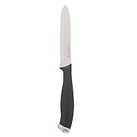 HENCKELS Silvercap Razor-Sharp 5-inch Serrated Utility Knife, Tomato Knife, German Engineered Informed by 100+ Years of Mastery, Black