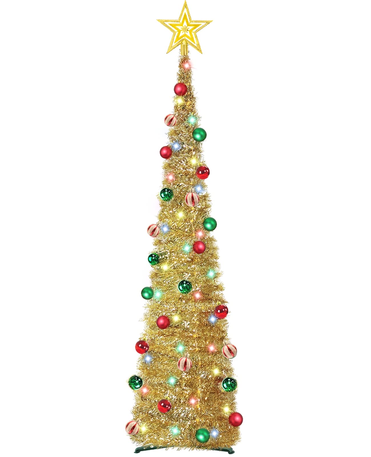 Mua TURNMEON 5 Ft Pop Up Christmas Tree Tinsel with 50 Color ...