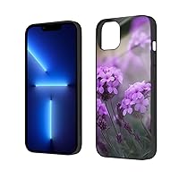 Lavender Purple Flowers Printed Case for iPhone 14 Plus Cases 6.7 Inch - Tempered Glass Shockproof Protective Phone Case Cover for iPhone 14 Plus,Not Yellowing