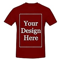 Mens Custom Add Your Personalized Designs Text Name Here Cotton T-Shirt RED