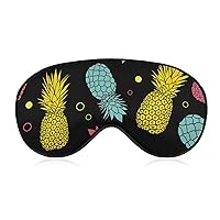 Sleep Mask Compatible with Colorful Tropical Summer Pineapple Print Eye Mask with Adjustable Strap, Breathable Eye Mask for Sleeping, Funny Eye Sleep Shade Cover