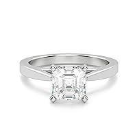 Kiara Gems 2 Carat Asscher Diamond Moissanite Engagement Ring, Wedding Ring Eternity Band Vintage Solitaire Halo Hidden Prong Setting Silver Jewelry Anniversary Promise Ring Gift