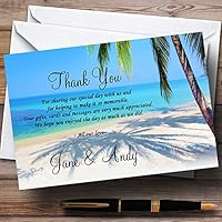 Tropical Beach Palm Tree Personalized Wedding Thank You Cards