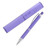 Christian Art Gifts Purple Ballpoint Pen with Psalm 46:10 Verse Reference