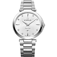 Eterna Women's Grace 32mm Steel Bracelet & Case Sapphire Crystal Quartz White Dial Watch 2560-54-66-1713