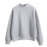 Womens Mock Neck Sweatshirt Casual Basic Preppy Sweatshirt Fleece Sweatshirts Long Sleeve Pullover Fall Tops