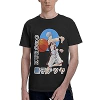 Anime T Shirts Kuroko's Basketball Men's Summer Cotton Tee Crew Neck Short Sleeve Tees Black