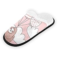 Cute Sloth Fuzzy House Slippers for Women Men House Shoes Comfort Memory Foam Slippers with Soft Lining Non-slip Sole for Hotel Outdoor Indoor