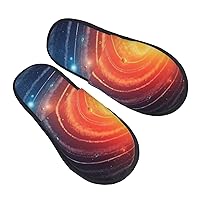 Outer Space Galaxy Solar System Print Furry Slipper For Women Men Winter Fuzzy Slippers Soft Warm House Slippers For Indoor Outdoor Gift