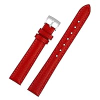 Cowhide Ladies Watch Band 10mm 12mm 14mm 16mm 18mm Universal Genuine Leather Watchbands (Color : Red Silver pin, Size : 16mm)