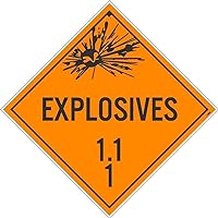 NMC DL130P National Marker Dot Placard Explosives Sign, 1.10.75 Inches x 10.75 Inches, Ps Vinyl