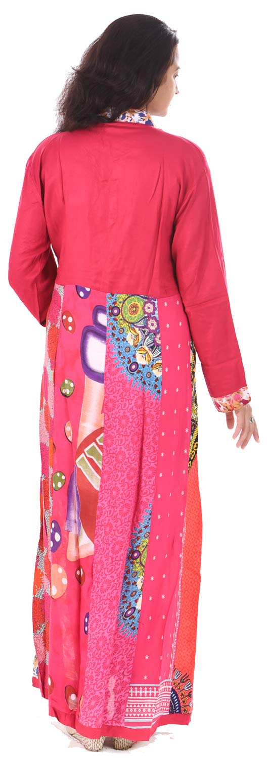 lakkar haveli Indian 100% Cotton Women Fashion Long Dress Floral Print Pink Color Plus Size