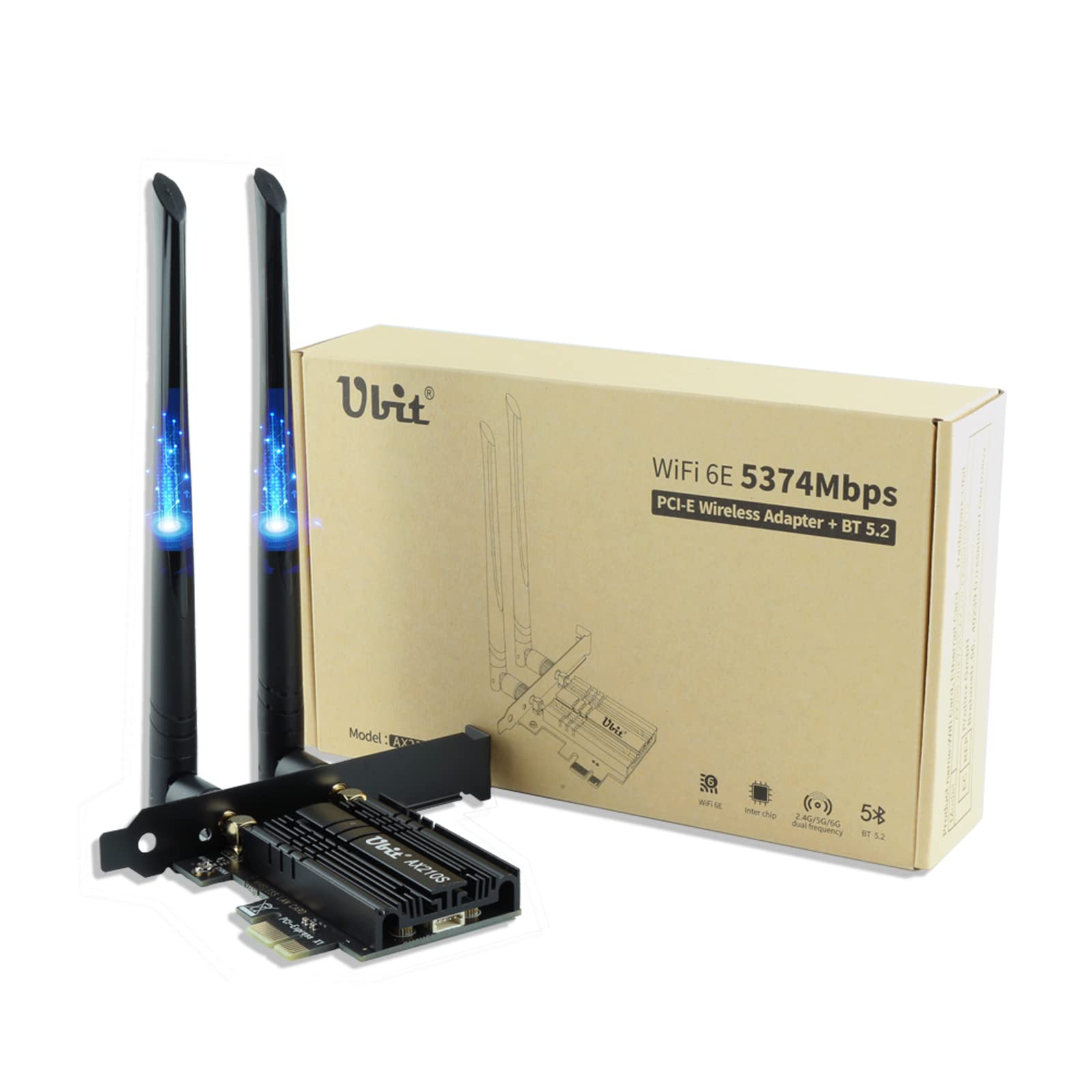 Mua Ubit AX210 WiFi 6E PCIe Wireless WiFi Card Up to  5400Mbps(6GHz/5GHz/),,OFDMA,MU-MIMO,Support Win 10 64bit Only  trên Amazon Mỹ chính hãng 2023 | Fado